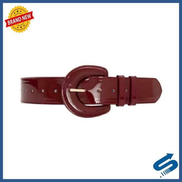 Wide Patent Leather Belt with Big Buckle - Adjustable Waistband for Dresses main image 4